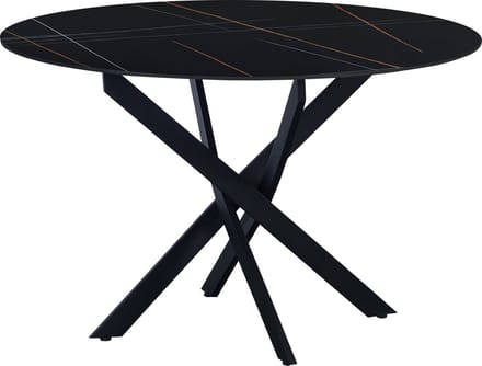 Bolt Edge Eetkamertafel - Rond - Marmerlook - Tuintafel - Zwart - 110x110cm
