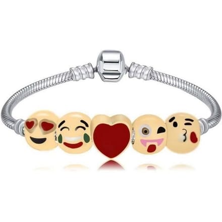 5 kralen Elegante Emoji Armband beige