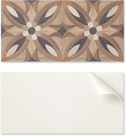 Zelfklevend vinyl wandbekleding met print, 100x50 cm, bloemen- en houtpatroon