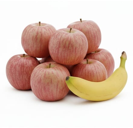Bellatio Design Kunstfruit Banaan en Appels - decoratie - kunststof - real touch - fruit