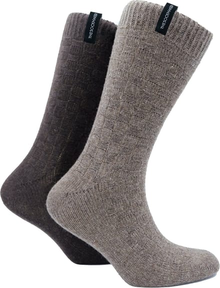 The Sockmaker sokken heren 41-46 - 2-pack Wool Boot - duurzaam - Square - Light Brown and Dark Brown