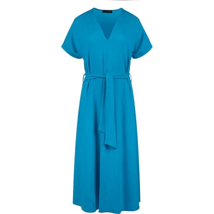 Turkoois jersey midi-jurk met riem