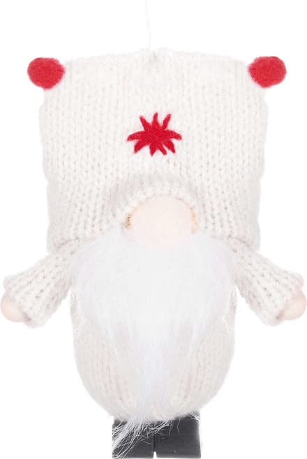 Springos Kerstkabouter - Kersthanger - Kerstdwerg - Kerstversiering - Witte - 8 cm