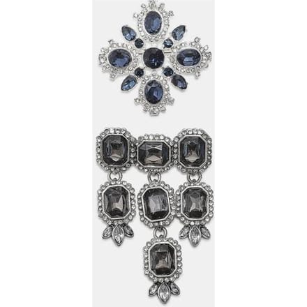Stradivarius Set van 2 broches met steentjes  Grijs OS