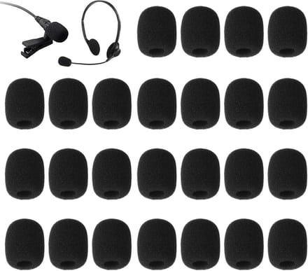 Set van 25 Microfoon Windscreens - Zwart Schuimrubber Popfilter voor Mini Microfoons en Headsets, Bescherming tegen Spetters en Windruis