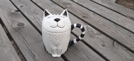 Katten mok zwart wit met deksel