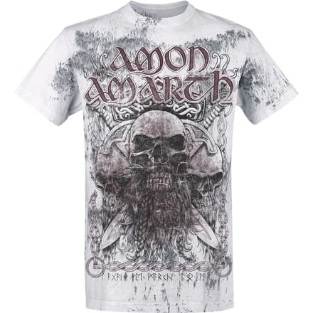 Amon Amarth T-shirt - Beardskulls - M tot 4XL - voor Mannen - lichtgrijs