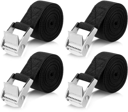 Unyqoos® Set van vier stevige 2 meter spanbanden met klemsluiting voor diverse toepassingen