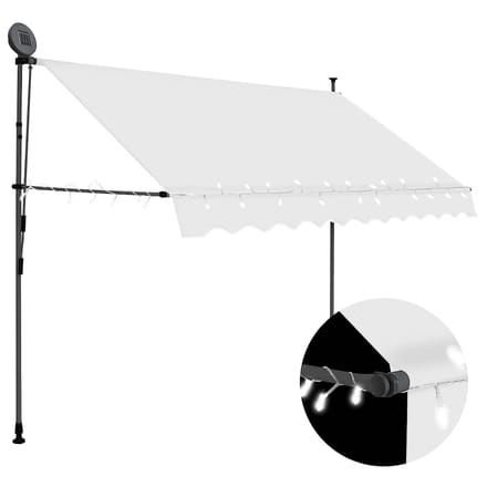 vidaXL - Luifel - handmatig - uitschuifbaar - met - LED - 250 - cm - crèmekleurig