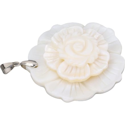 Pendentif Coquille d'Abalone Bijoux Coquillage Collier Décoration Accessoires Fleur à 3 Niveaux Blanc blanc