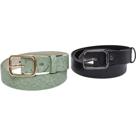 Urban Classics - Ostrich Synthethic Leather 2-pack Riem - L/XL - Zwart/Groen