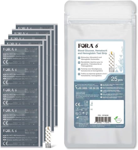 FORA 6 3in1 strips (Glucose Strips, Hb en hematocriet) - Strips voor Bloedsuikermeter/ Glucose Meter