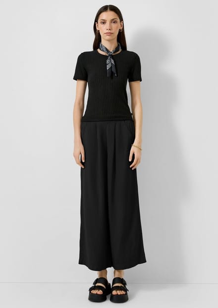 Hoge taille culotte broek in gemengde lin voor vrouwen QS