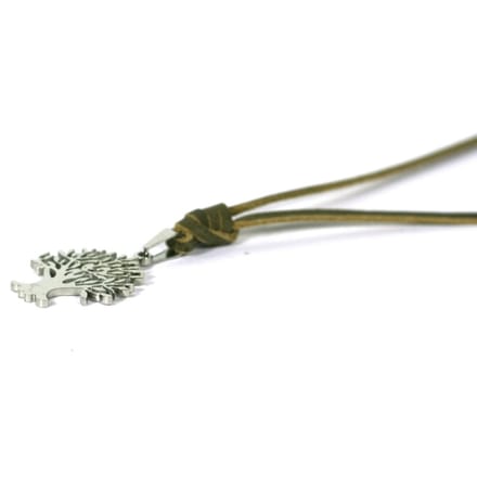 IbizaMen KIDS - Jongens - ketting - leren - bruin - vintage - RVS - levensboom