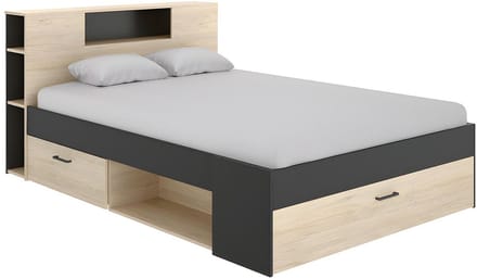 Vente-unique Bedframe hout antracietgrijs, natuurlijk licht 140 x 190 cm