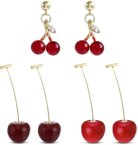 Dailygoods- Kersenoorbellen 3 Paar - Kersenhangers - Oorbellen Dames