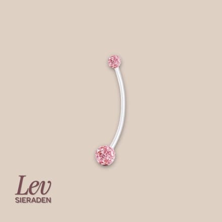 Lev Sieraden - 1.6x38mm Zwangerschapspiercing - Crystal ball pink - UV acryl piercing - PTFE/Bioplast/Bioflex