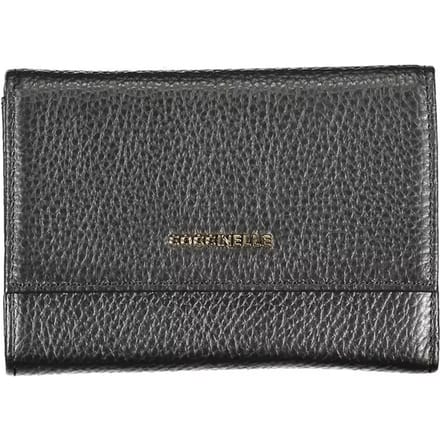 COCCINELLE Leren Portemonnee Metallic Soft Wallet Grainy Leather Noir Zwart