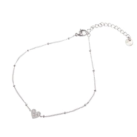 Go Dutch Label Enkelsieraad Crystal hart Zilver