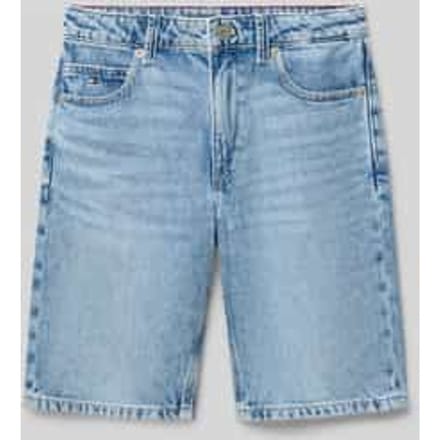korte jeans in straight fit van een mix van katoen en lyocell