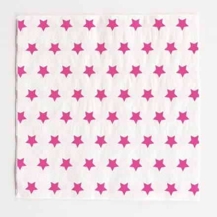 Papieren servetten, wit met roze sterren