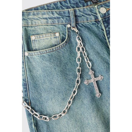 Cross Skull Jean-ketting in zilver | Silver