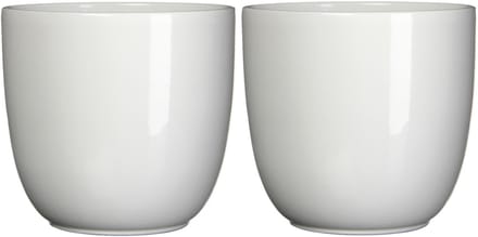 Mica Decorations Bloempot - 2x - wit - glanzend - keramiek - 22x20 cm - plantenpotten