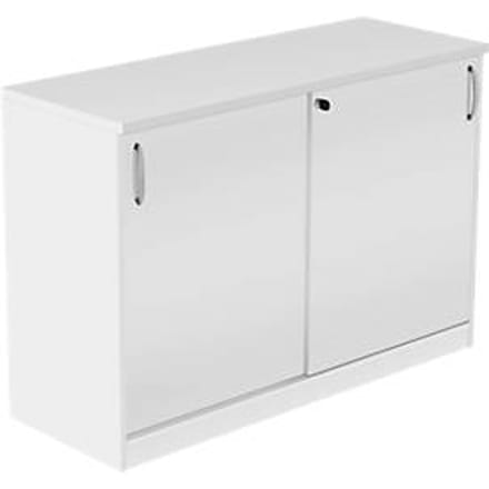 Schuifdeurenkast NEVADA - houten - B 1200 x D 445 x H 825 mm - 2 OH - wit
