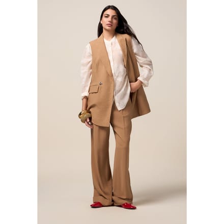 Oltre Fluid Viscose Blend Vest Beige Taglia: 36 | Gilet Outlet | Donna | Marrone