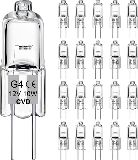 CVD® 11-STUKS - G4 HALOGEEN LICHTBRON - 10 WATT - 12V - WARM WIT - DIMBAAR