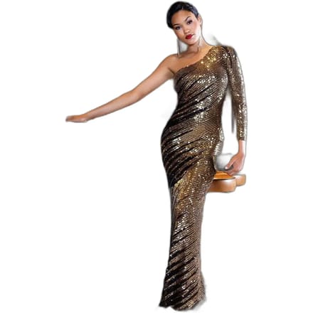 Asymmetrische Strakke Glitter Jurk Dames Goddiva