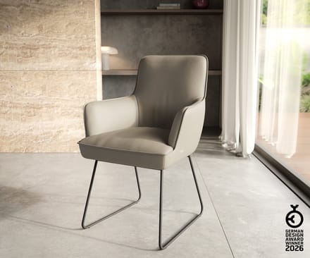 Eetkamertafel Edge keramiek Calacatta Luxe wit-goud-grijs 200-300x100 kruisframe rechthoek RVS uitschuifbaar