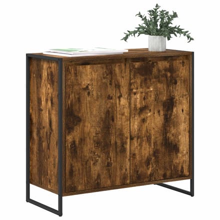 vidaXL - Bijzetkast - Gerookt - eiken - 79 - x - 36 - x - 75 - cm - Bewerkt - hout