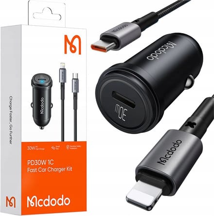 Mcdodo® Autolader - Oplader - Sneladen 30W - USB-C - iPhone kabel