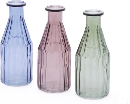 EDG - Vaas- Glas - multicolour - D7,5 x H19,5 cm - Opening 2 cm - 3 stuks
