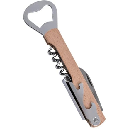 Tire-bouchon pour bouteille de vin avec manche en bois et décapsuleur pour serveurs et barmans Beech Wood Handle gray