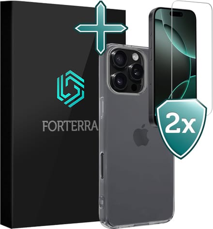 Hoesje Met 2x Screenprotector - Geschikt voor Apple iPhone 16 Pro Max - Sterk & Shockproof - Telefoon Hoes - Back Cover - Siliconen Case - Transparant
