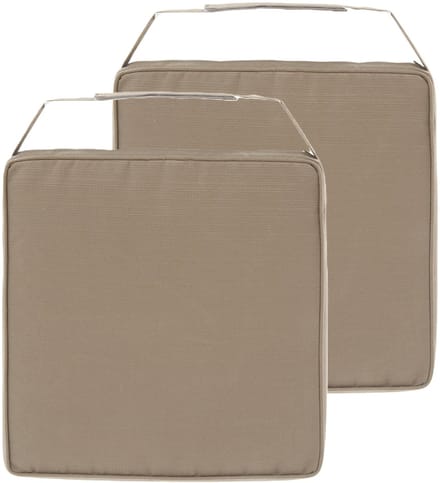 Hespiride Stoelkussen Gerona - 2x - 40 x 40 cm - lichtbruin - vierkant - polyester - tuinkussen - buiten
