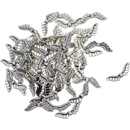 100 perles tibétaines en argent avec ailes d'ange, breloques d'espacement, fabrication de bijoux, 23x8mm 23x8mm gray