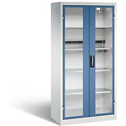 C+P Basic batterijlaadkast met acrylglas doorkijkvenster, H 1950 x B 930 x D 500 mm, lichtgrijs/blauw