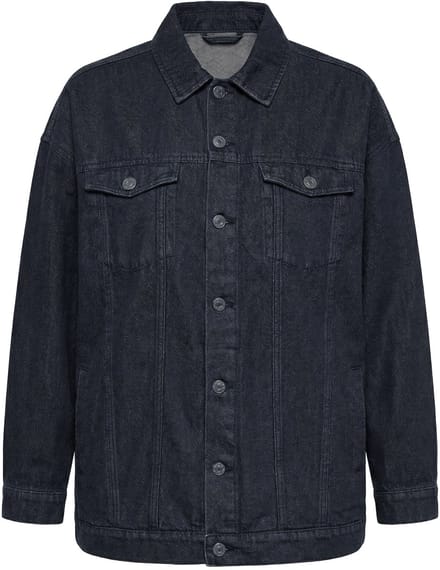 Studio Untold - Dames - Denim jasje boxy model borduursel op de achterkant - Zwart - Maat 42+