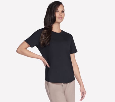 Skechers GOWALK LUXE RIB TEE Dames T-shirt - Zwart