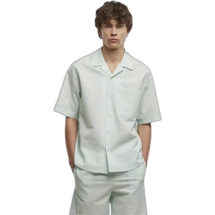 Urban Classics - Relaxed Seersucker Short Sleeve Overhemd - M - Mintgroen