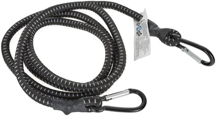 GEKO Elastisch koord met karabijnhaken - 10 mm - 180 cm - zwart