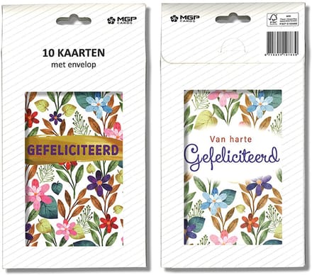 MGPcards - 20x dubbele wenskaart met witte envelop - Gefeliciteerd - 11.5 x 17 cm