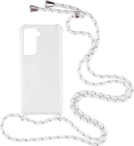 Shop4 - Samsung Galaxy S21 Plus Hoesje - Zachte Back Case met Koord Multi Wit