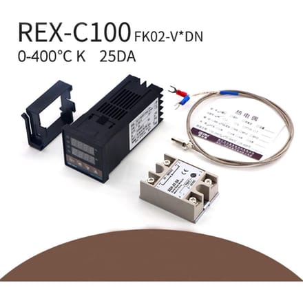 REX C100FK02 V*DN Intelligente Temperatuurregelaar SSR Uitgang + SSR 25 DA + M6 1M Kabel 3-delige Set black
