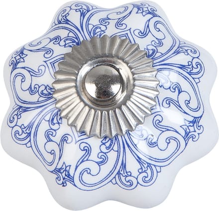 Clayre & Eef Deurknop Ø 4 cm Blauw Wit Keramiek