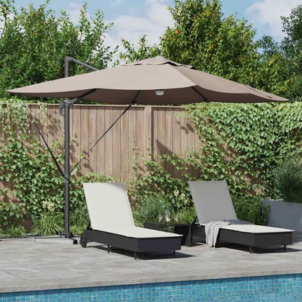 vidaXL - Parasol - 351 - x - 250 - x - 253 - cm - Polyester - en - Aluminium - Taupe
