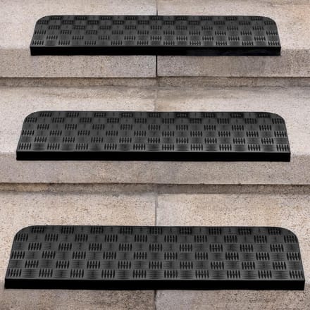 Set van 3 antislip rubberen traptreden - voor binnen en buiten - 65 x 25 cm